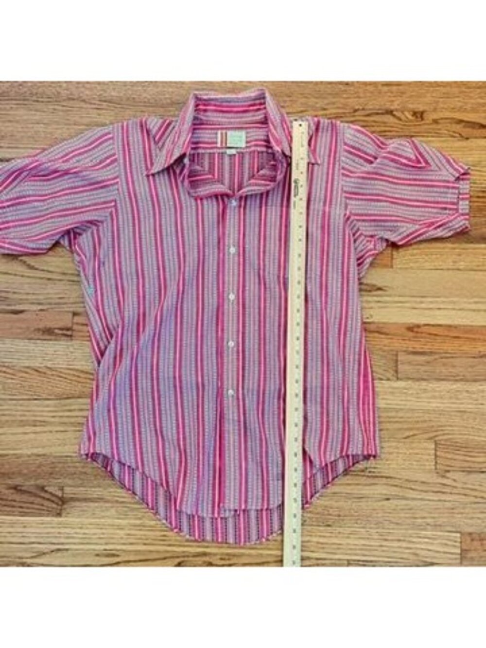Vintage 70s Arrow Collar Man Shirt M Short Sleeve Retro Rockabilly Disco - Picture 6 of 8